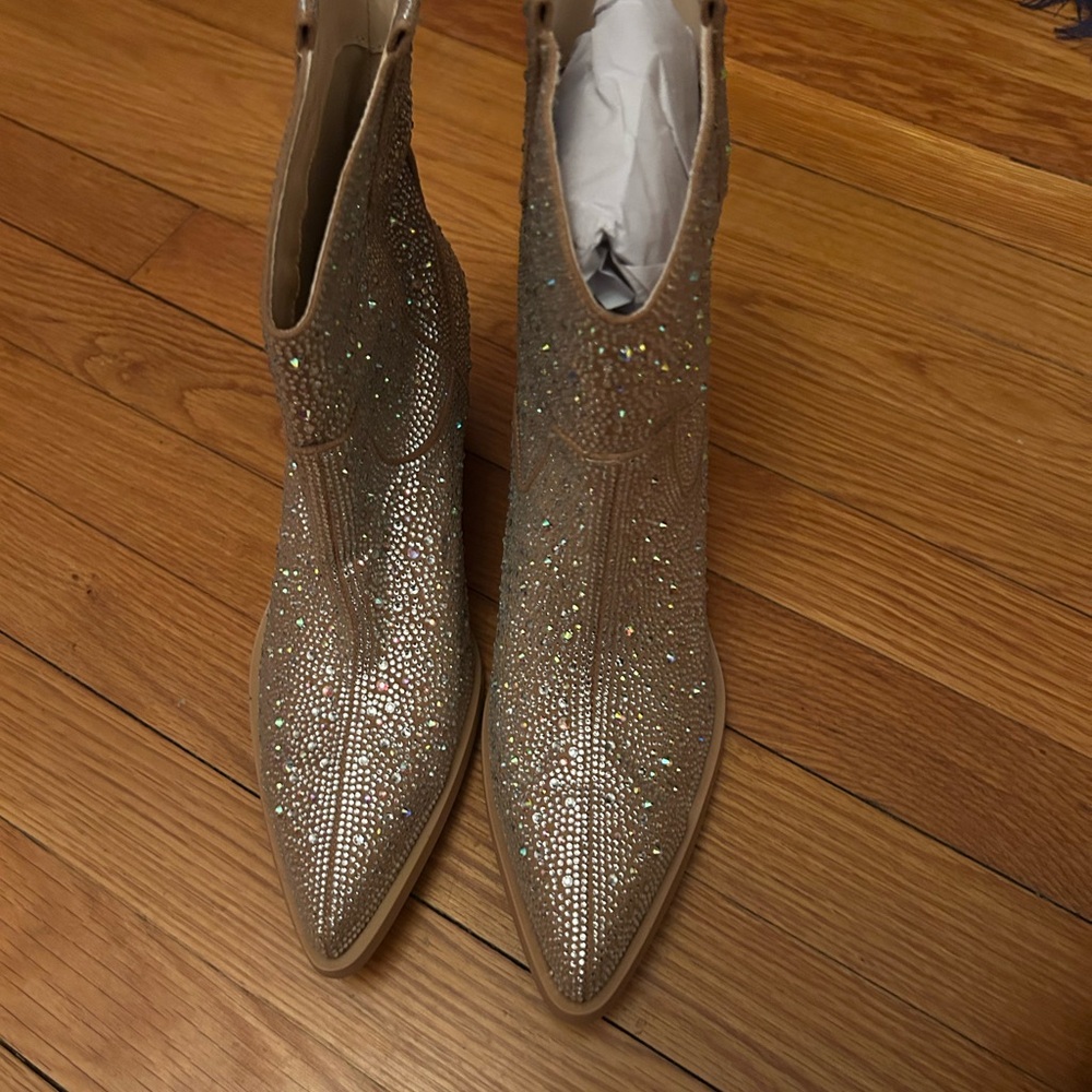 Sparkling Tan Ankle Boots